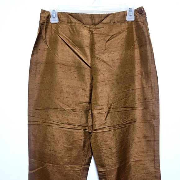 Spiegel Vintage Womens NWOT 100% Silk Pants Pull On Stretch Bronze Boho Brown M - Picture 6 of 12